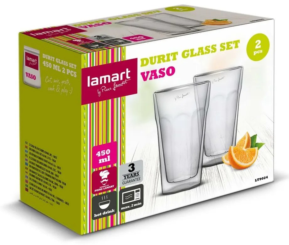 Lamart LT9024 zestaw szklanek Durit Vaso, 450 ml,2 szt.