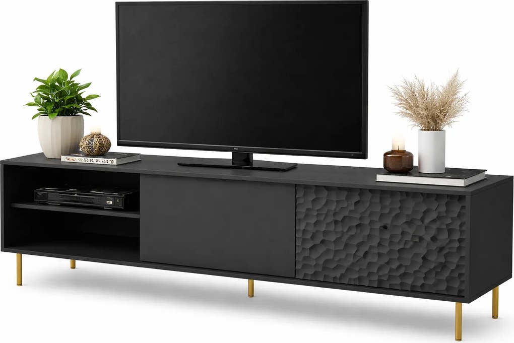 Czarna szafka pod telewizor 180 cm T7-G72