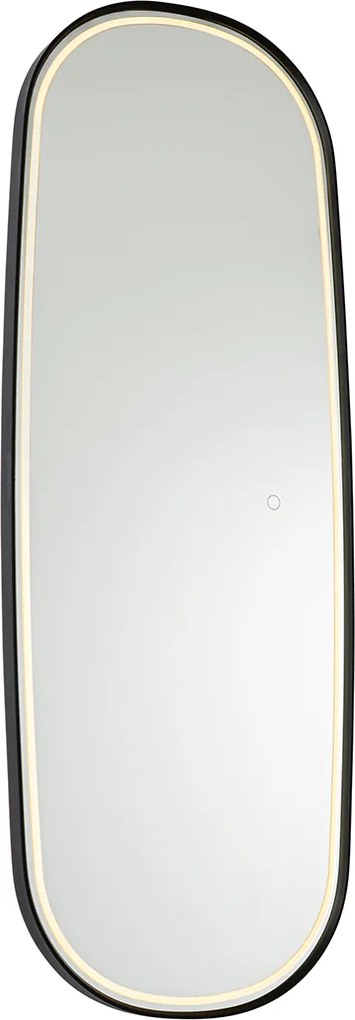 Nowoczesne lustro łazienkowe czarne z oświetleniem LED i ściemniaczem dotykowym - Geraldien