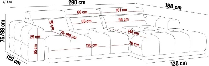 Narożnik PANAMA BOX spania elektryczny system funkcja WERSAL
