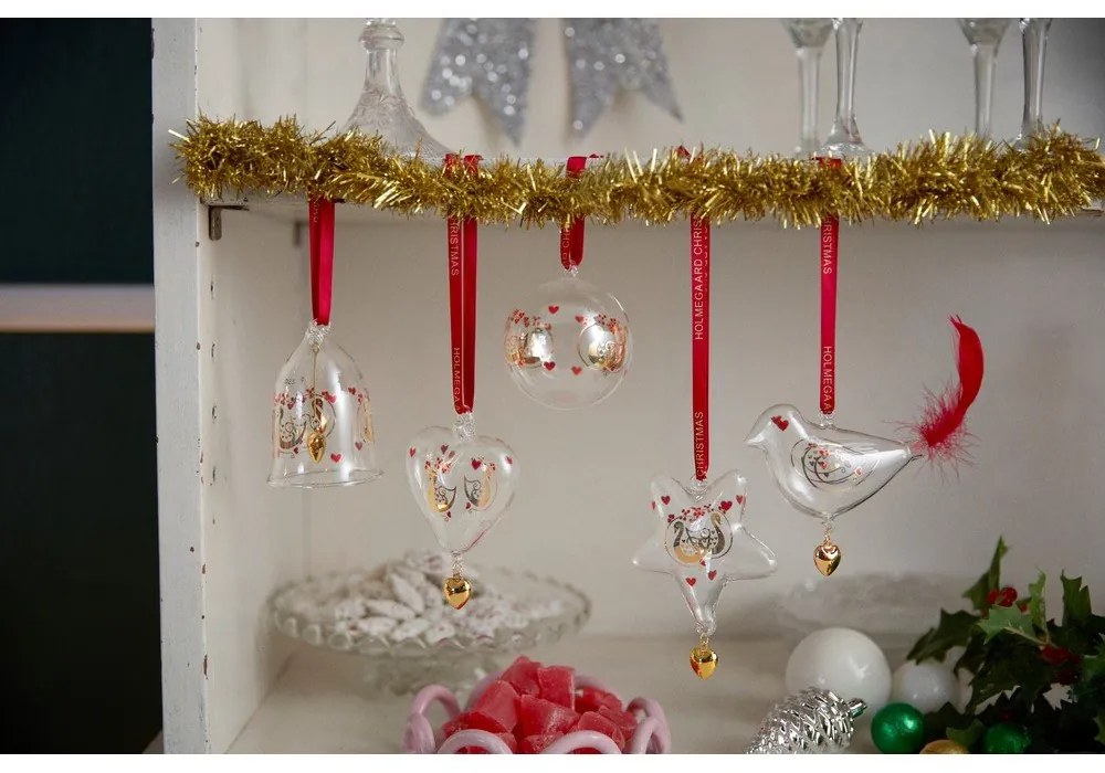Szklana ręcznie dmuchana ozdoba świąteczna 7 cm Ann-Sofi Romme Annual Christmas Bird 2025 – Holmegaard