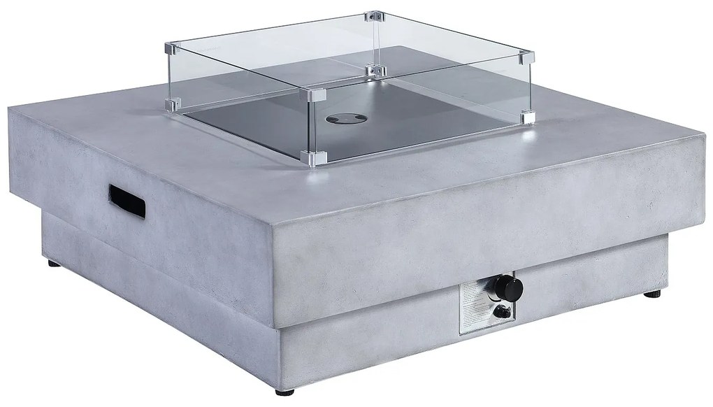 Stolik kwadratowy z paleniskiem gazowym z MGO imitującego beton - SEROZA
