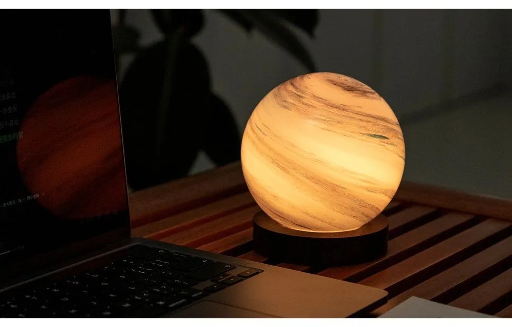 Lampa stołowa LED w ciemnym naturalnym kolorze ze szklanym kloszem (wysokość 13 cm) Polar Cloud – Gingko