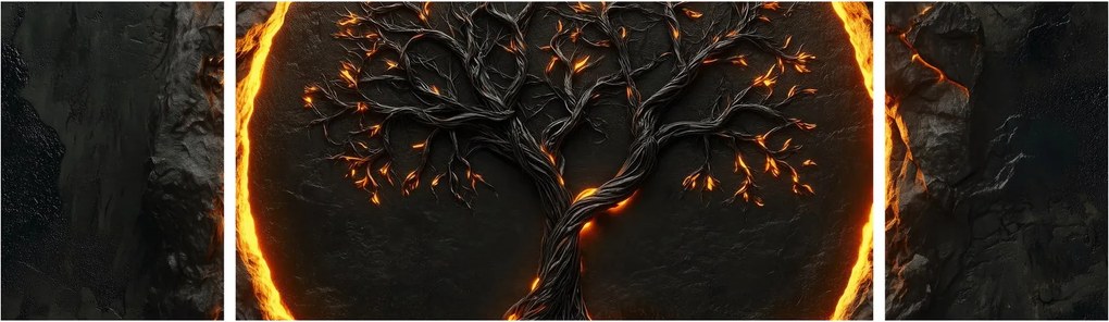 Obraz – Drzewo życia w lawie II. (170x50 cm)