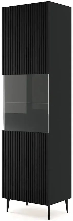 Czarna witryna z lamelowym frontem C1-N39