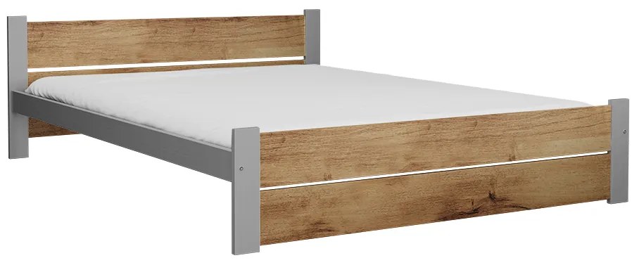 Łóżko IKAROS DOUBLE 120 x 200 cm, dąb artisan/szary Stelaż: Ze stelażem listwowym rolowanym elastycznym, Materac: Materac Coco Maxi 20 cm