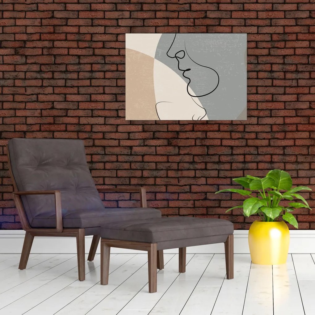 Obraz - Line art dwie twarze (70x50 cm)