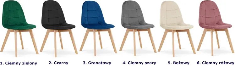 Zestaw zielonych drewnianych krzeseł welurowych 4 szt. D0-L73