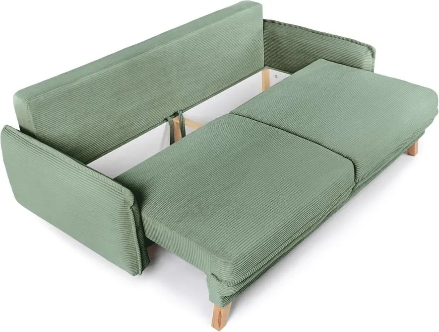 Jasnozielona sztruksowa rozkładana sofa 218 cm Tori – Bonami Selection