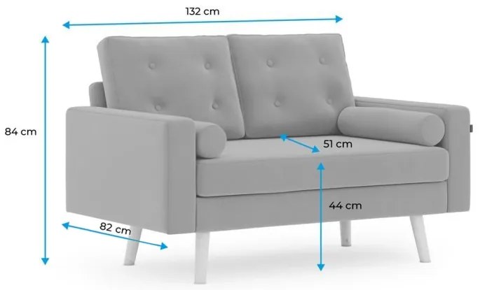 Jasnoszara dwuosobowa sofa MANDI