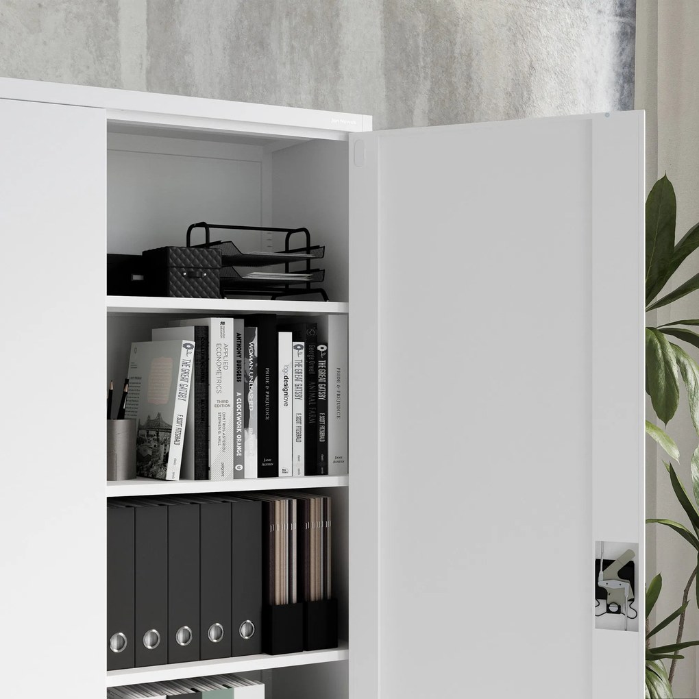 Szafa biurowa metalowa na akta biała JAN II, 1150 x 1850 x 400 mm