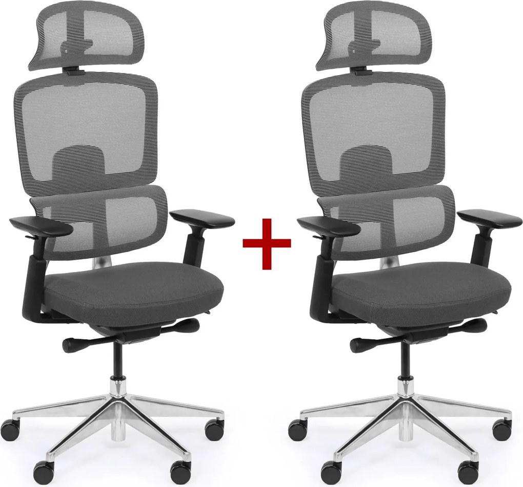 Krzesło biurowe WILMOT MF 1+1 GRATIS, czarna rama, szara