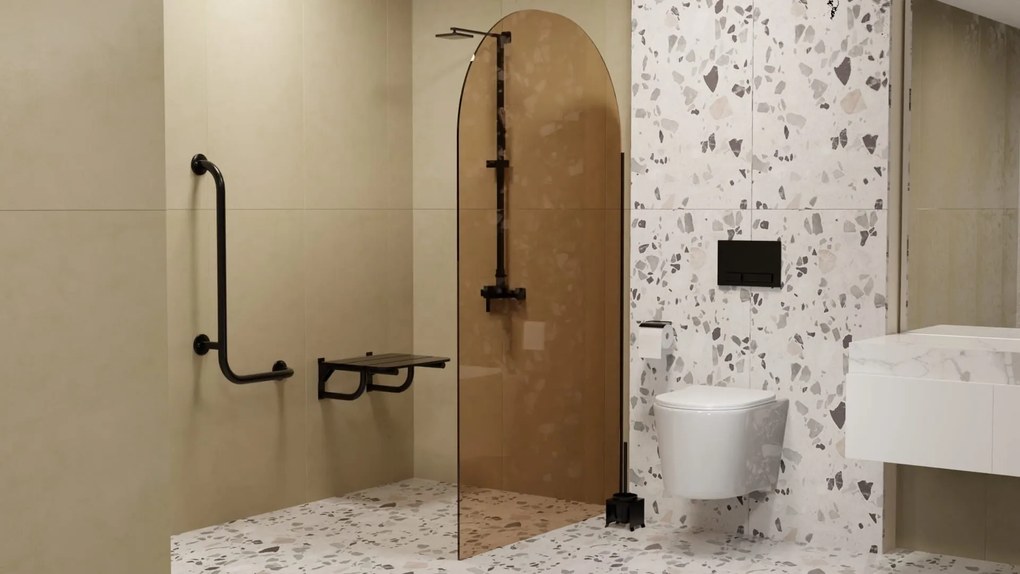 Uchwyt łazienkowy kątowy prawy czarny