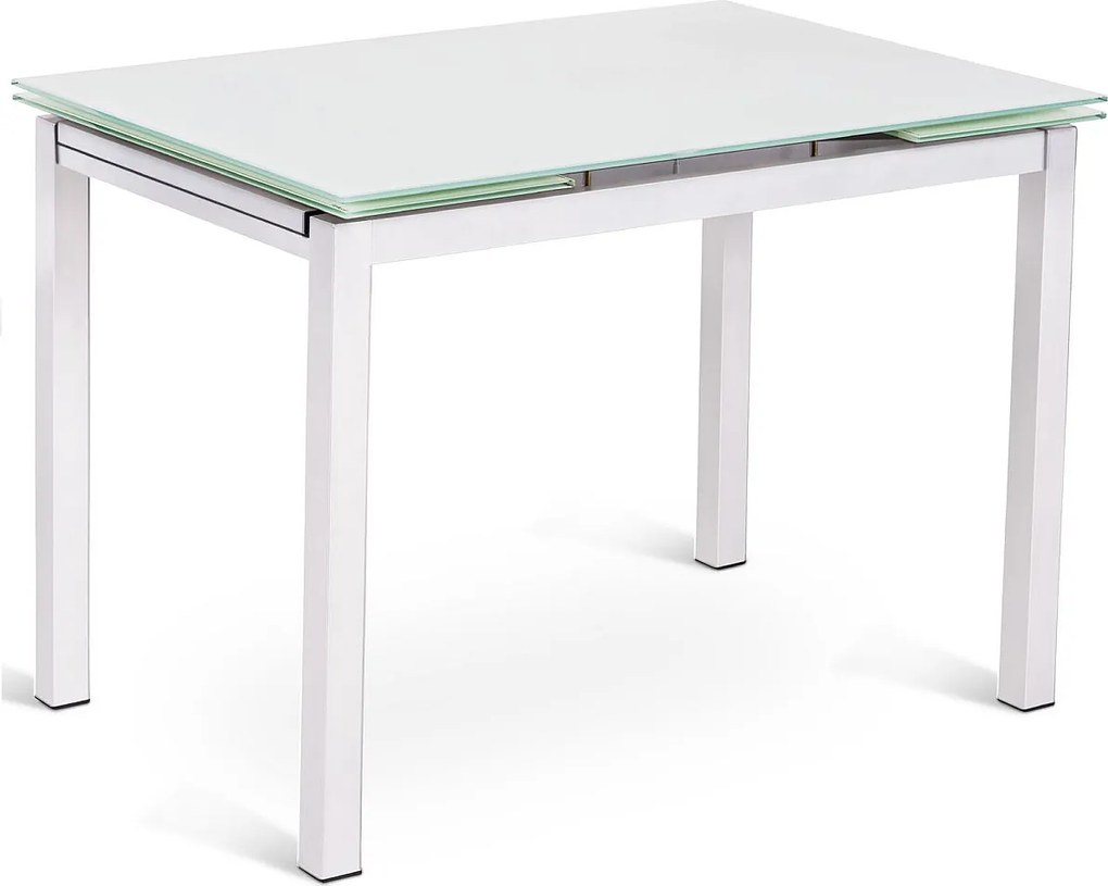 Baud - Stół rozkładany (110/170 x 75 cm) z białego szkła hartowanego
