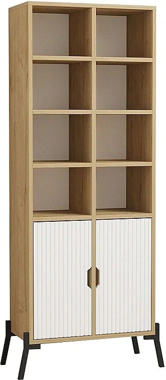 Regał na książki – 58,6 cm x 160 cm x 30 cm – Dąb szafirowy i biel – Płyta wiórowa