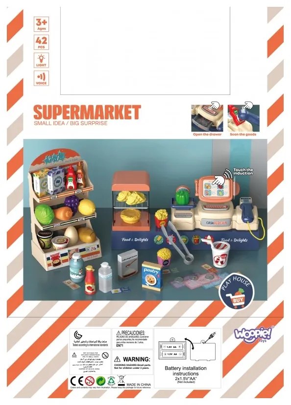 Woopie sklep supermarket kasa fiskalna 42 el.