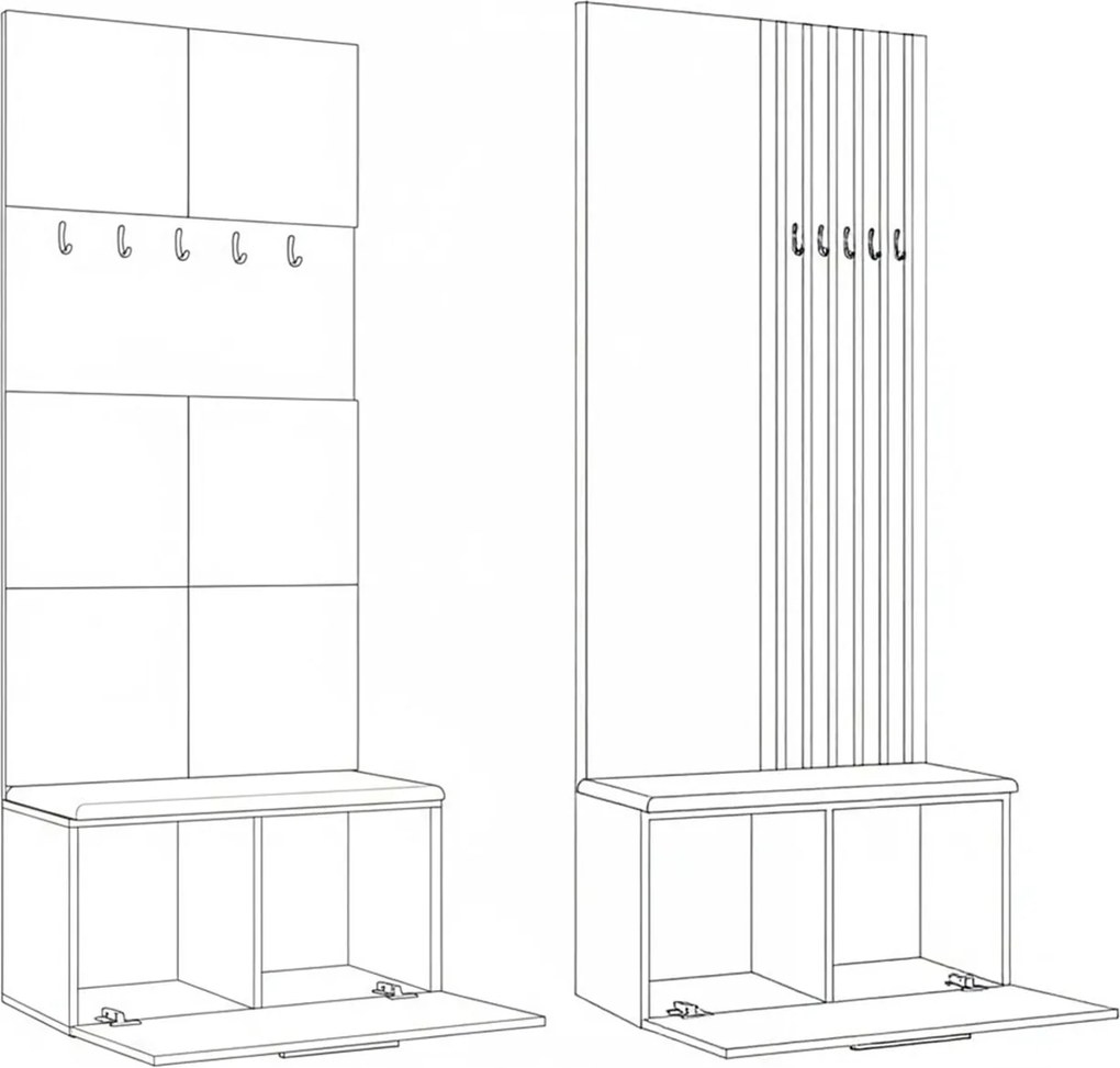 Masseno Garderoba MODULO 161,2/204/40 cm do Przedpokoju Nowoczesna Czarna