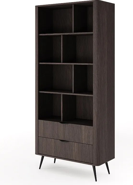 Regał biblioteczny, dąb Dunin w połączeniu z czernią, 88,2 x 193,8 x 38 cm