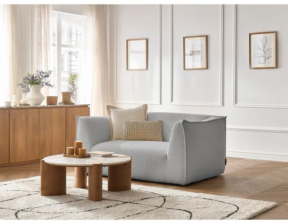 Jasnoszara sofa z materiału bouclé 170 cm Giorgia – Bobochic Paris
