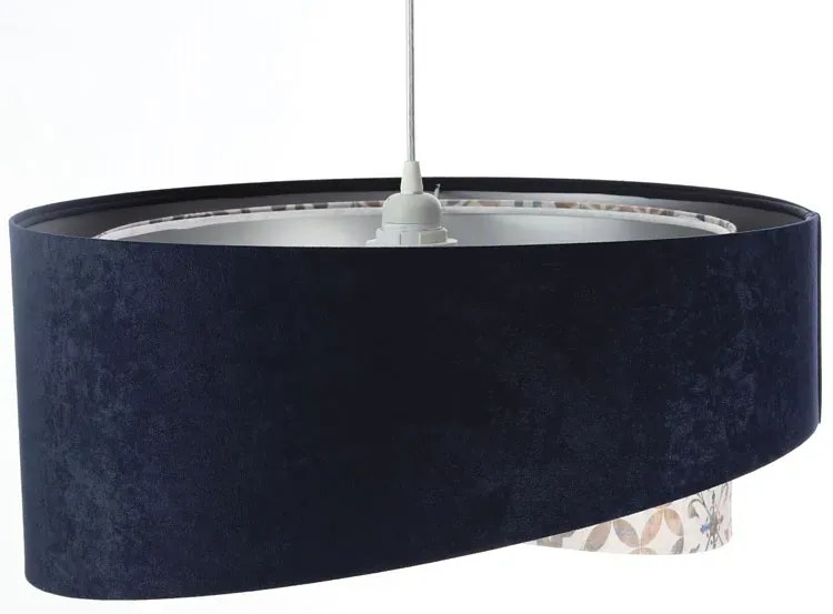 Granatowa lampa wisząca welurowa - EXX16-Olonix