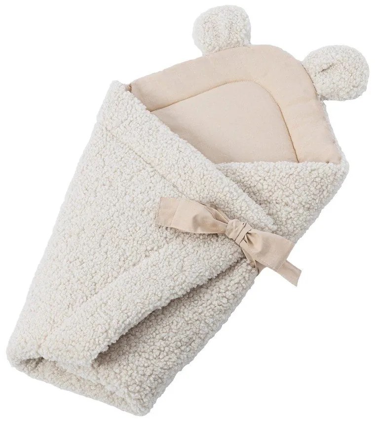 Kremowy rożek niemowlęcy z materiału sherpa 35x65 cm – Meowbaby