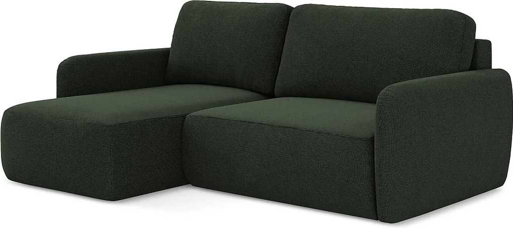 Narożnik lewostronny z funkcją spania - z tkaniny strukturalnej - butelkowa zieleń - LILO