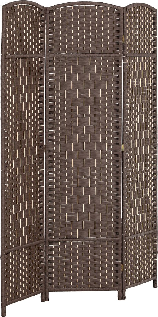 HOMCOM Przegroda, 3-częściowa składana przegroda, wzór plecionki, drewno sosnowe, Brązowa