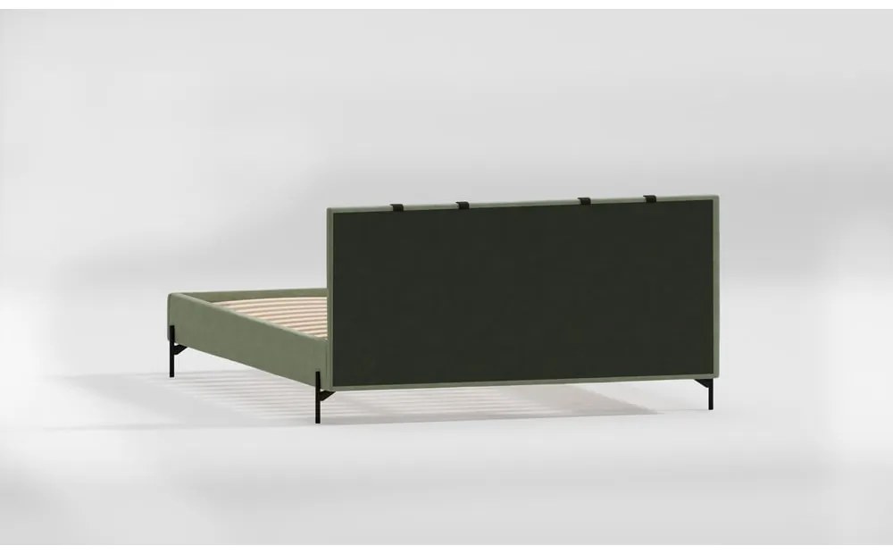 Zielone tapicerowane łóżko dwuosobowe ze stelażem 160x200 cm Tulsa – Ropez