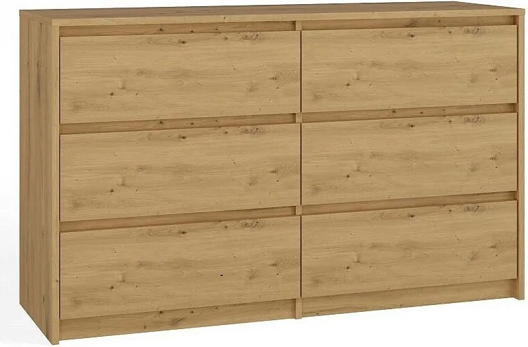 Komoda Karo K120 | Dąb Artisan | 120x40x73.5 cm | 6 Szuflad