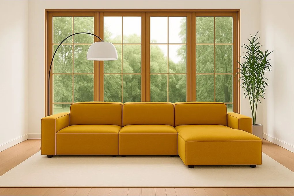 Narożnik w kształcie L Cursal, tkanina Salvador, Żółty, Prawy