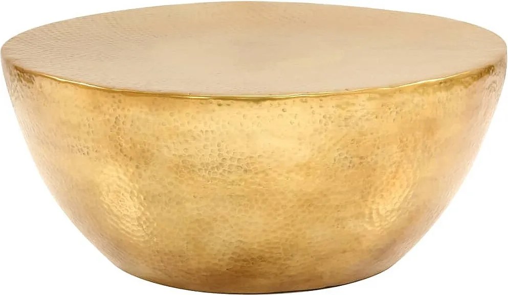 Stolik kawowy z aluminium młotkowanego 70x30 cm Mosiądz Design Młotkowany i Wytrzymały