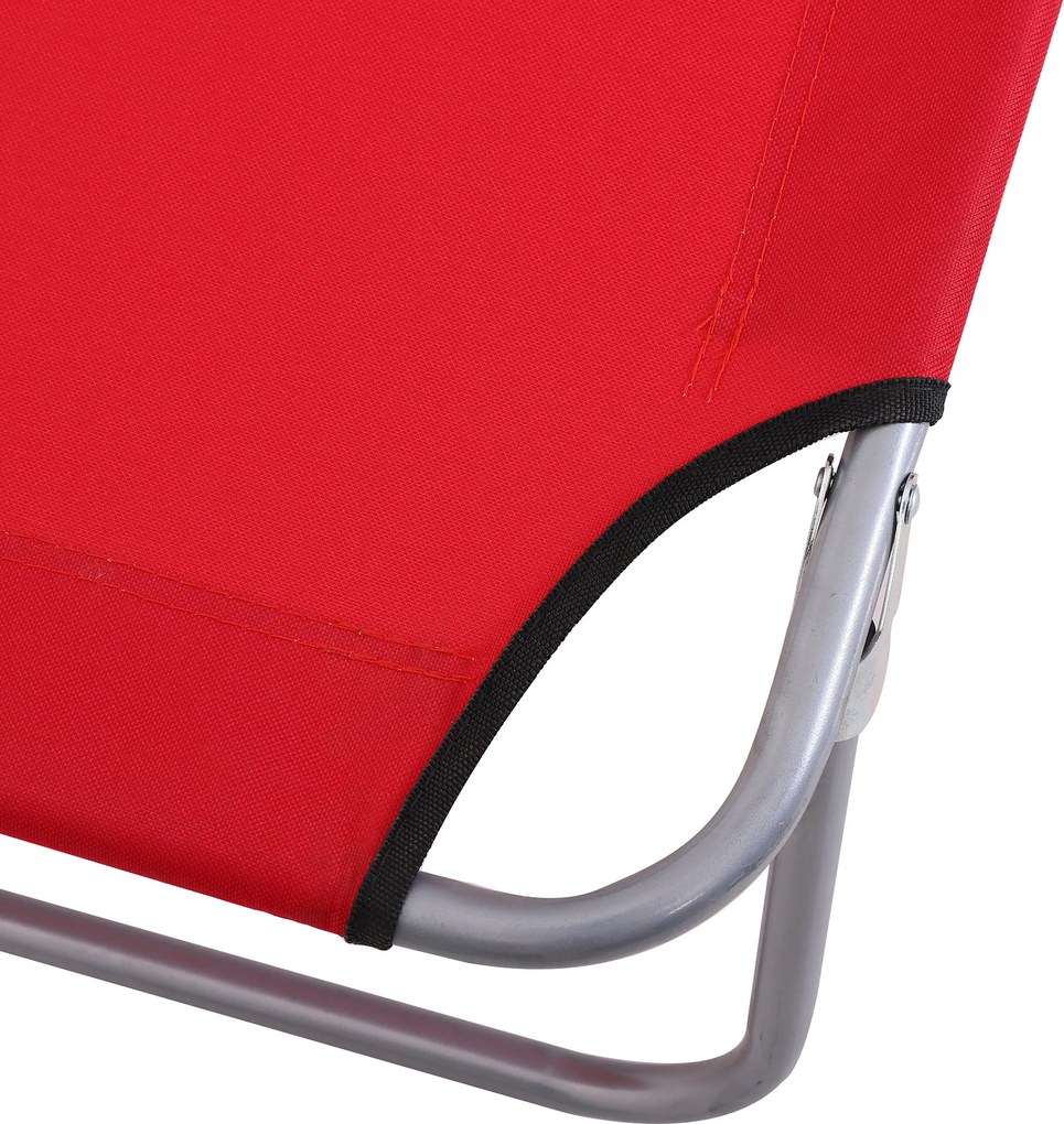 Outsunny Leżak ogrodowy składany z daszkiem przeciwsłonecznym na plażę czerwony | Aosom PL