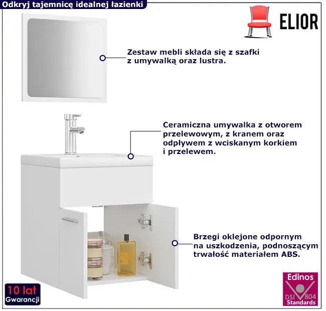 Minimalistyczny zestaw mebli łazienkowych z umywalką biały mat - Fogrux 4X