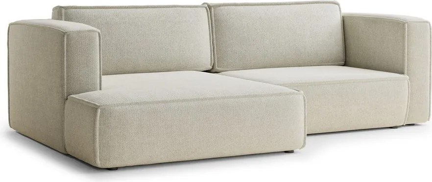 Kremowy rozkładany/ze schowkiem narożnik z tkaniny szenilowej (lewostronny/z szezlongiem) Velto – Maison de Rêve