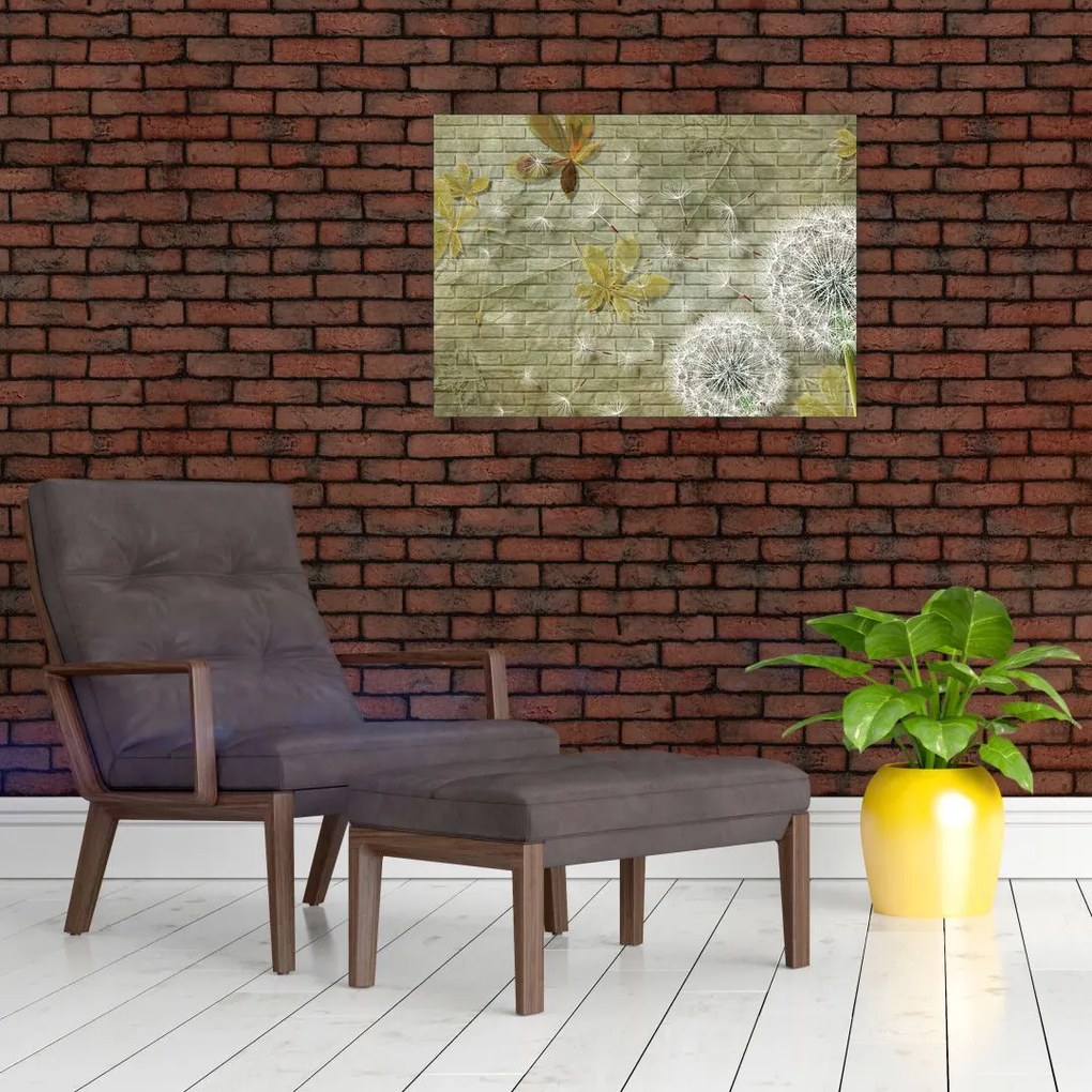Obraz na szkle - Dmuchawce unoszone wiatrem (70x50 cm)