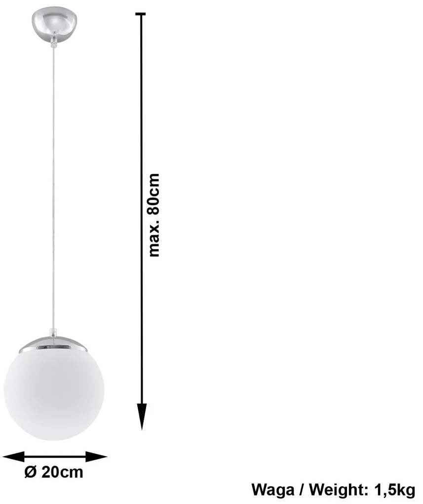 Szklana lampa wisząca kula E822 Losera 3X