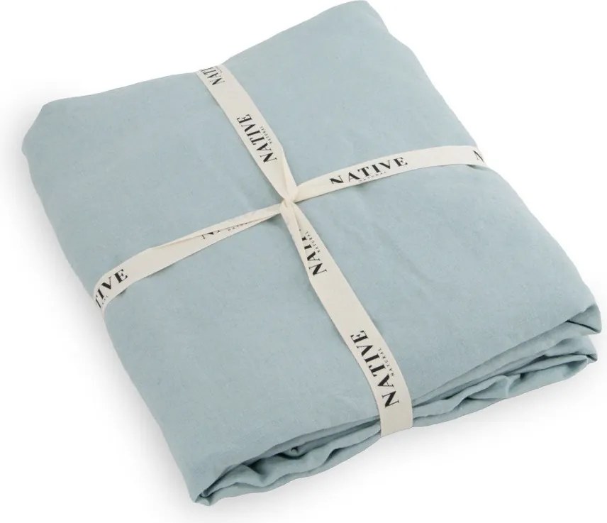 Jasnoniebieska lniana pościel jednoosobowa 135x200 cm Aqua – Native Natural