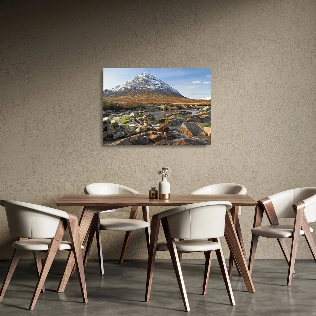 Obraz na szkle - Góra z rzeką (70x50 cm)