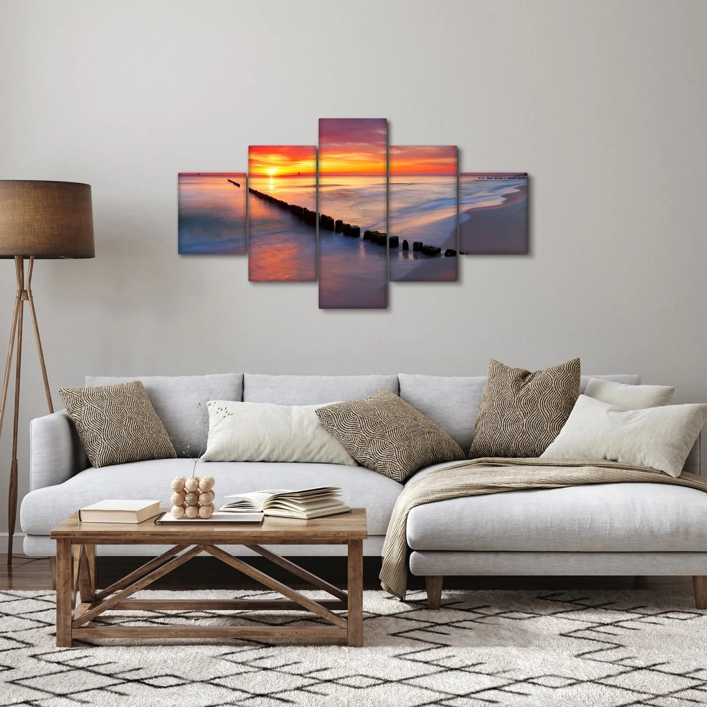 Obraz - Sunset, Baltic Sea, Poland (125x70 cm)