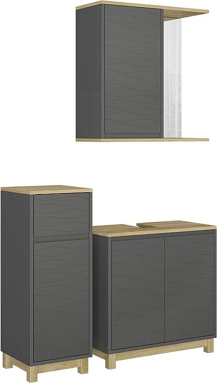 Zestaw mebli łazienkowych antracyt/dąb 60x30x60 livia