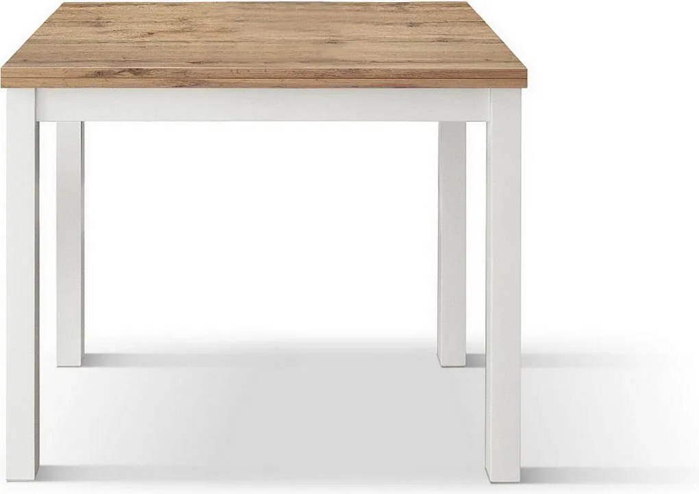 Stół z drewna dębowego z białymi nogami, 90x90-180x90cm - POSITANO
