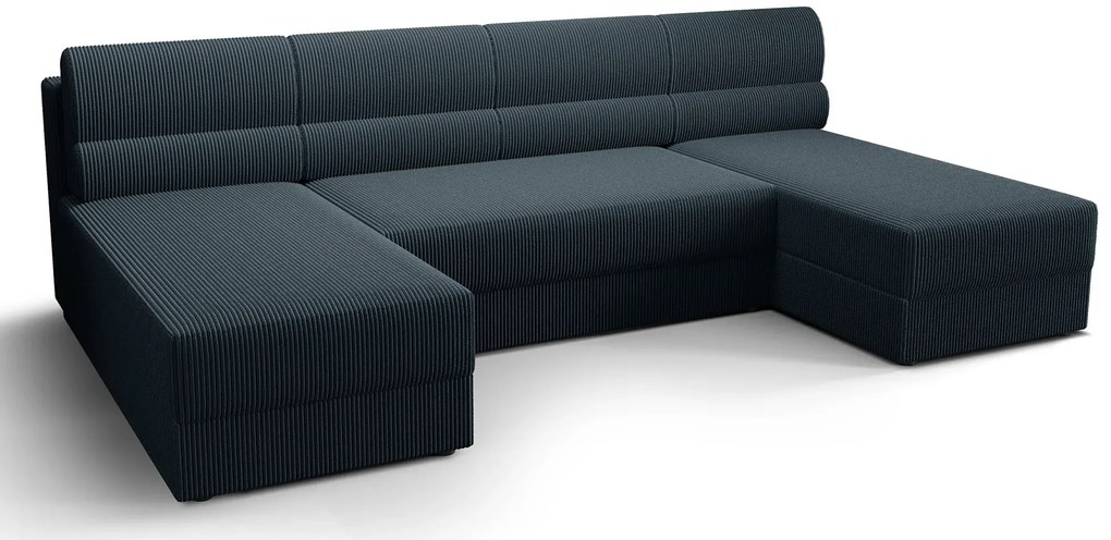 Granatowy narożnik z pojemnikiem na pościel - Torvesso