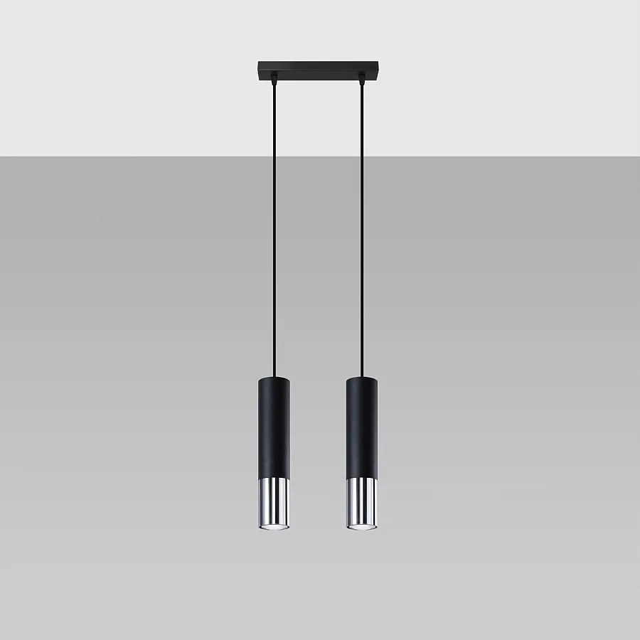 Lampy wiszące nowoczesny Zarpex, stal - 2 źródło światła 4000K - L.30 x H.90 cm - czarny/chrom