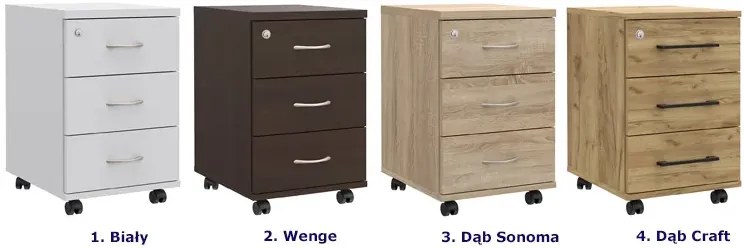 Biały kontenerek biurowy z szufladami i kluczykiem G0-K69