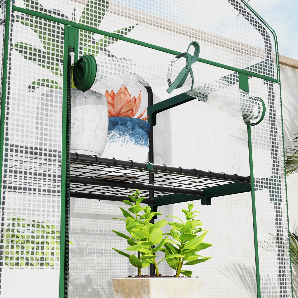 Outsunny Mini-szklarnia na kwiaty lub warzywa, stal, plastik, 69 dł. x 49 szer. x 193 wys. cm, Biała