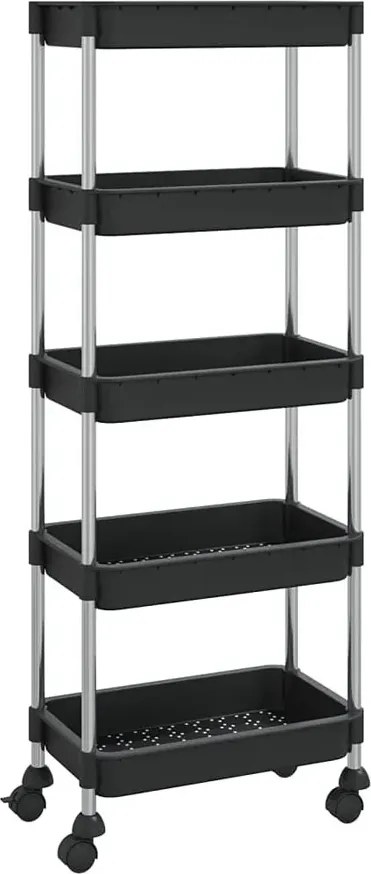 Czarny organizer kuchenny na kółkach E7-F38