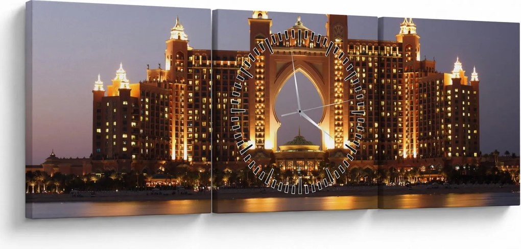 Obraz budowy w Dubaju (z zegarem) (90x30 cm)