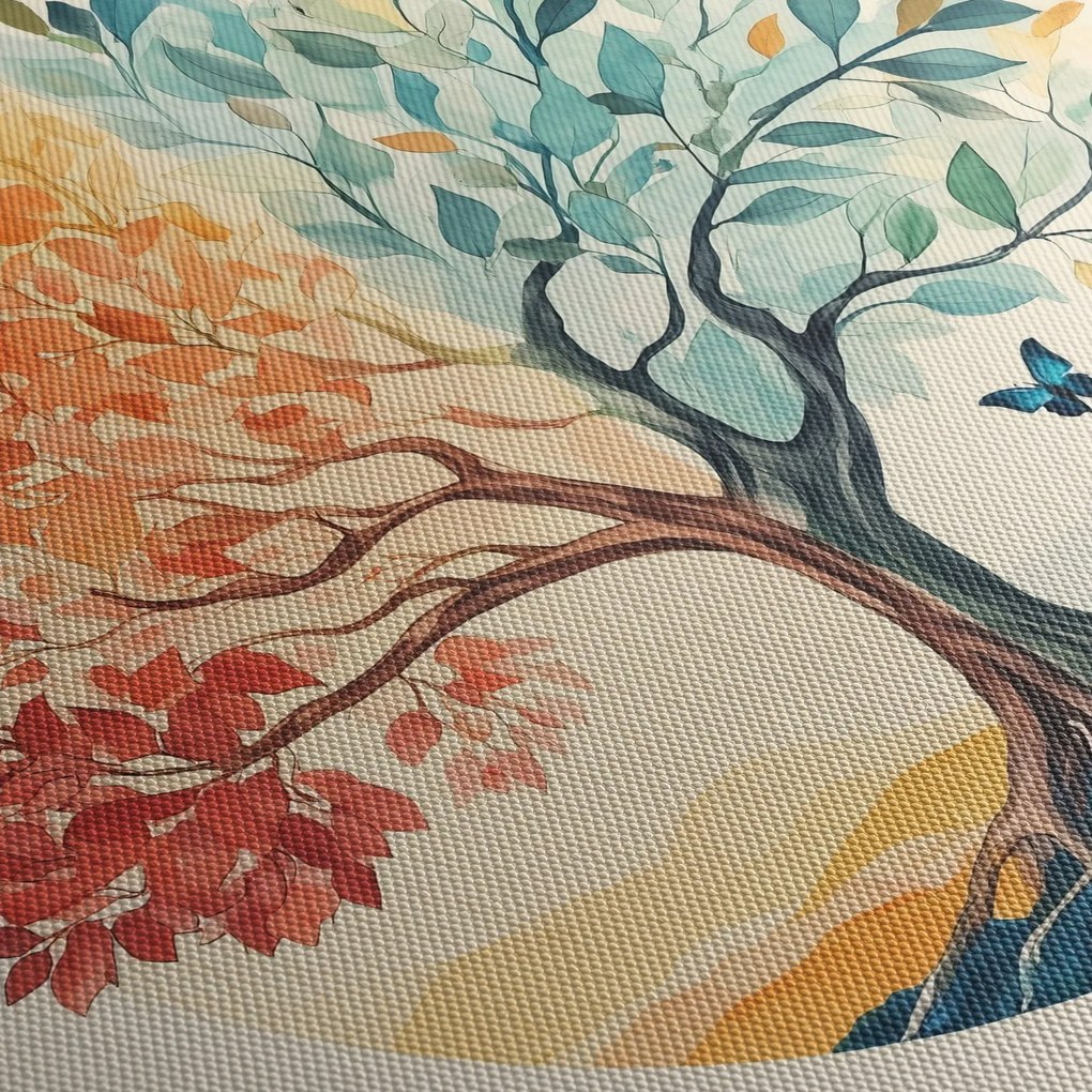 Obraz – Podwójne drzewo z motylem (125x70 cm)