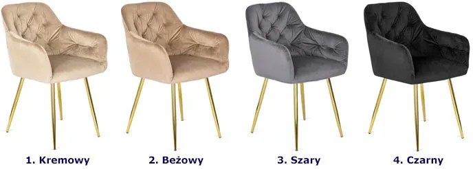 Szare pikowane krzesło glamour z podłokietnikami - Wesario