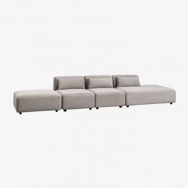 Sofa Modułowy 3-częściowy Z Prawym Szezlongiem I Pufem Fogler Sztruks Jasny Szary Taupe - Sklum